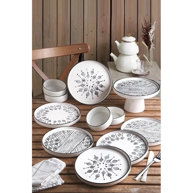 Hermia Concept Frühstücks-Geschirrset Boho Design (11-tlg), 6 Personen, Keramik, Steinzeug, spülmaschinenfest und mikrowellengeeignet