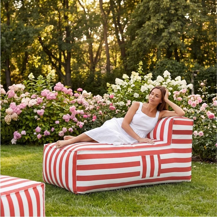 Muffo Sitzsack SOFT Outdoor Ottomane mit Rückenlehne für Garten & Terrasse (Ottomane), wasserabweisend, wetterbeständig, UV-beständig, Outdoor-geeignet – Bild 2