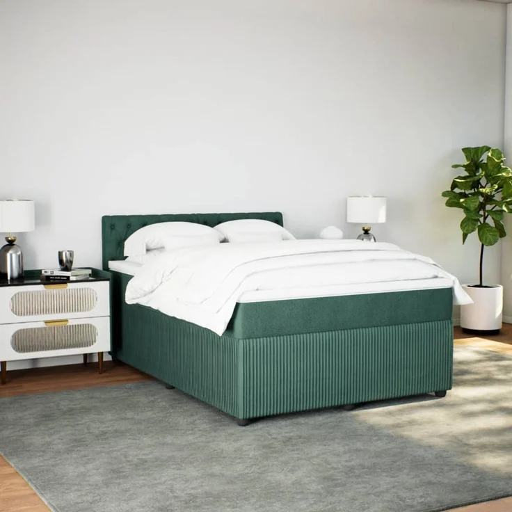 vidaXL Boxspringbett mit Matratze Dunkelgrün 160x200 cm Samt 3287791 – Bild 3