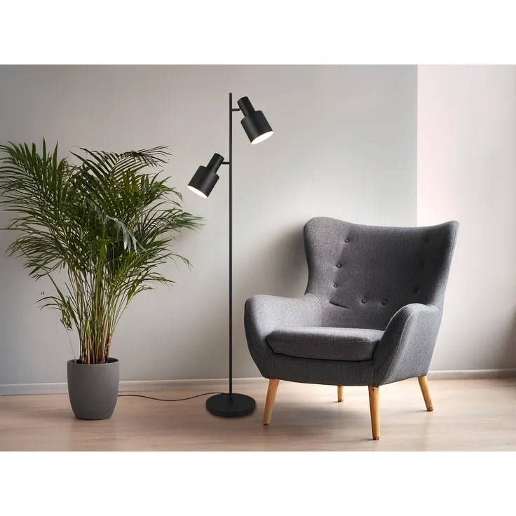 Trio Leuchten Stehleuchte Agudo 419400232, Metall Schwarz matt/Beige/Coffee, exkl. 3x E27