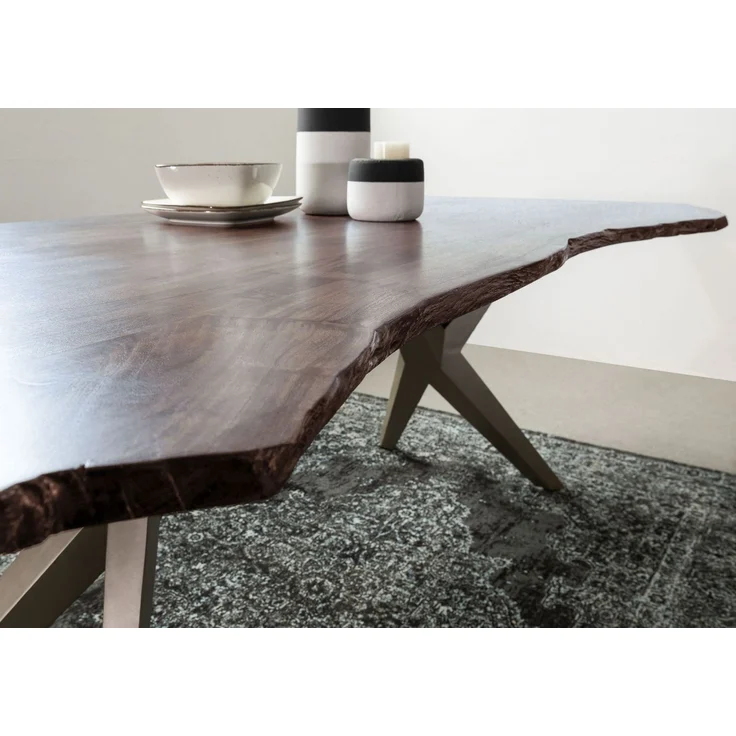 Baumtisch Akazie 160x90x76 grau lackiert Beine silber matt FREEFORM 4 #26 – Bild 5