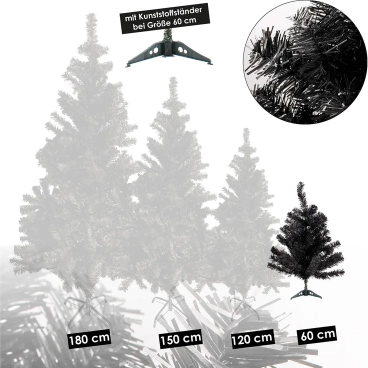 Künstlicher Weihnachtsbaum inkl. Ständer Tannenbaum Christbaum schwarz 60cm
