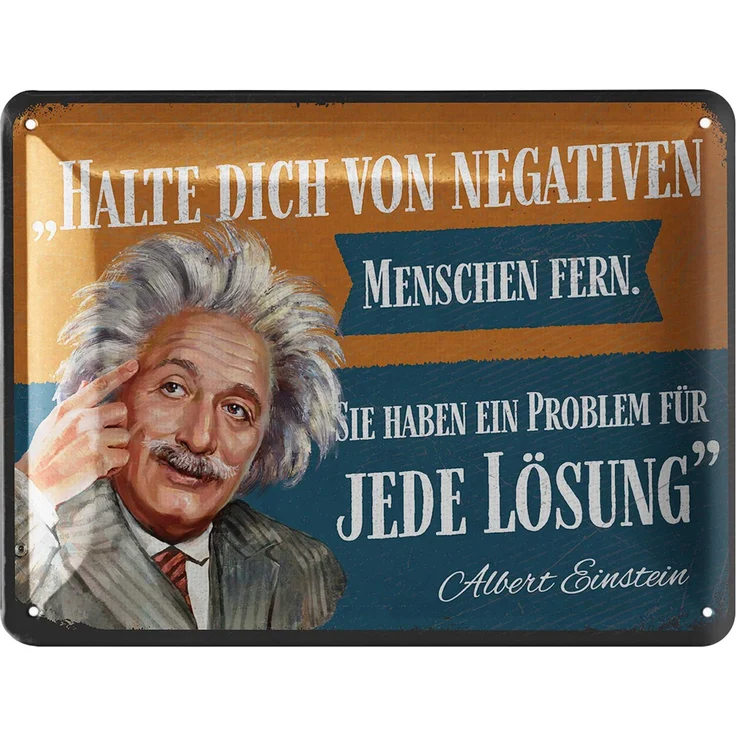 LANOLU Blechschild Einstein negative Menschen - 15x20cm – Metall – Mehrfarbig – 15206 – Bild 1