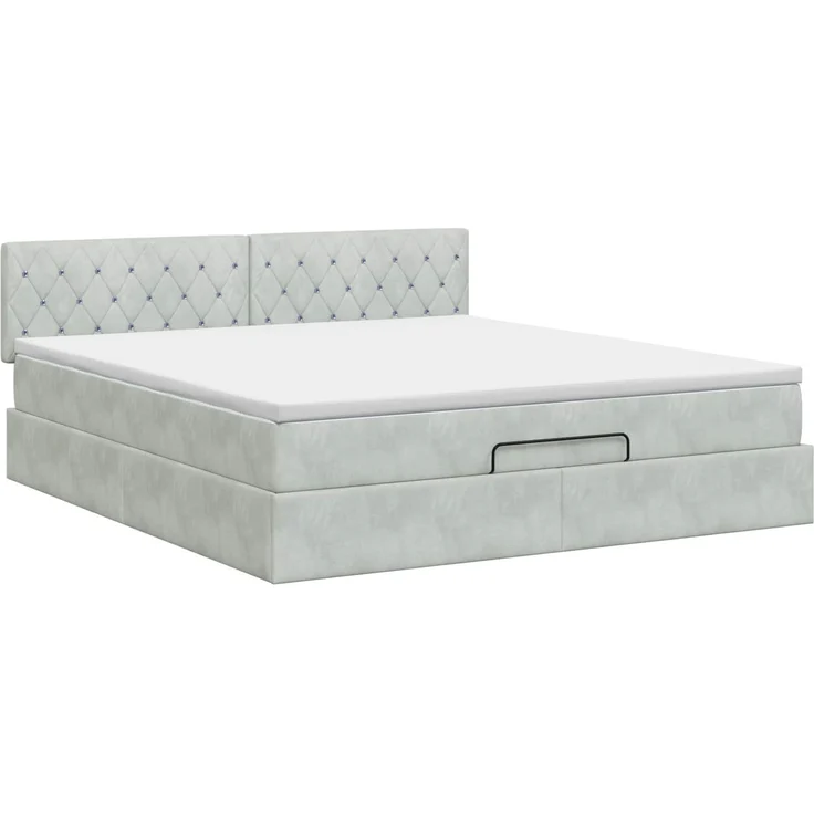 vidaXL Ottoman Bett mit Matratze Hellgrau 160 x 200 cm Samt 3456495 – Bild 8