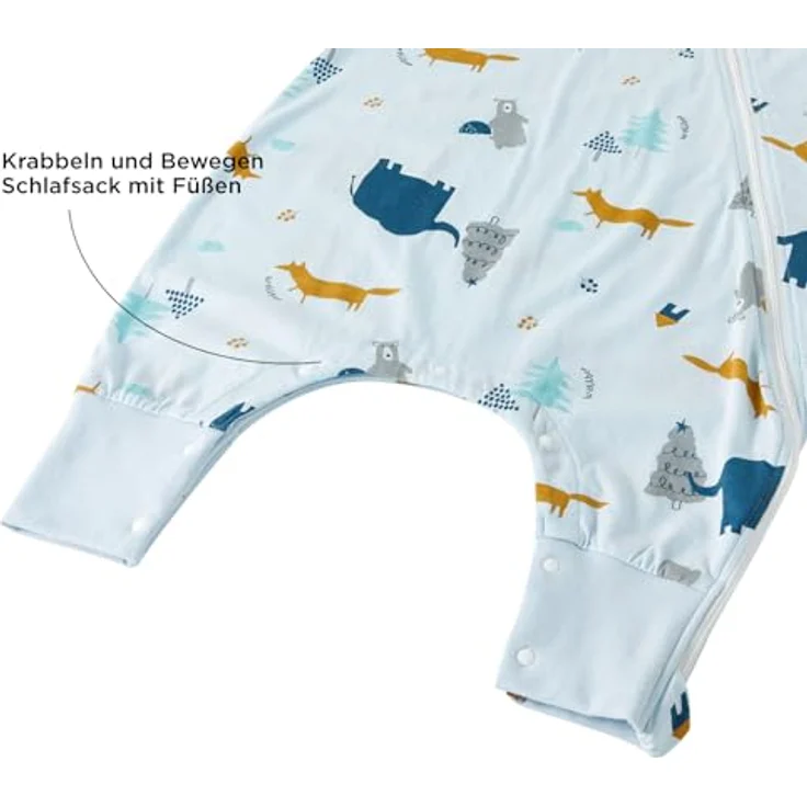 Duomiaomiao Schlafsack mit füßen, Sommerschlafsack mit füßen,100% Baumwolle Baby,Sommerschlafsäcke Baby 0.5 tog mit Atmungsaktiv, Cartoon-Elefant – Bild 5
