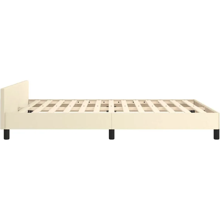 Doppelbett, Bettgestell Modernen mit Kopfteil ohne Matratze Creme 140x190 cm d940e – Bild 6