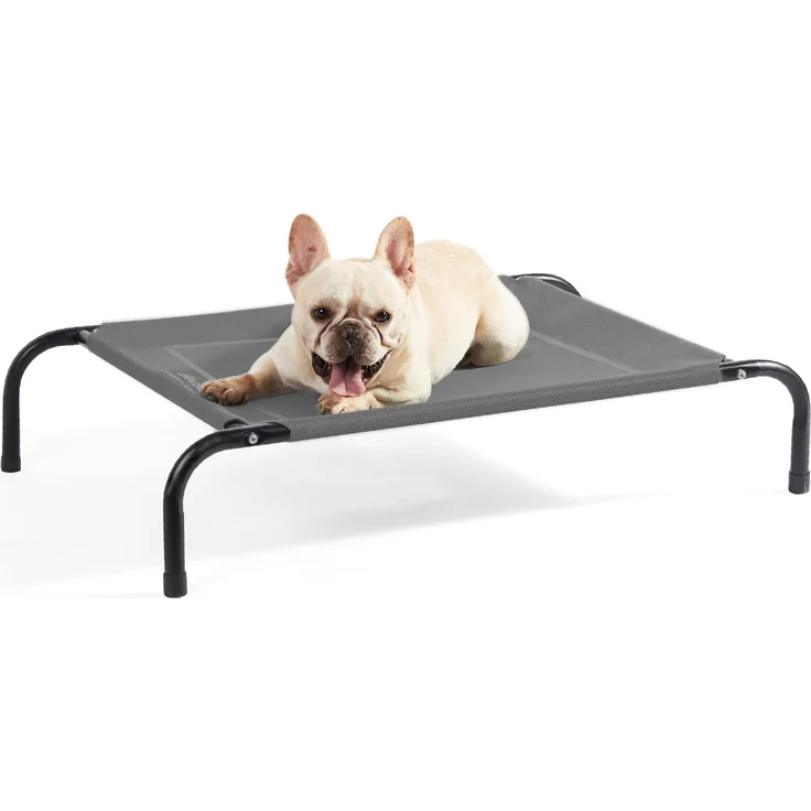 BEDSURE Hundeliege Outdoor kleine Hunde - Hundeliege grau in und Outdoor Garten, für draußen Camping erhöhtes Hundebett, Größe in S 87x63 cm, höhe in 20 cm