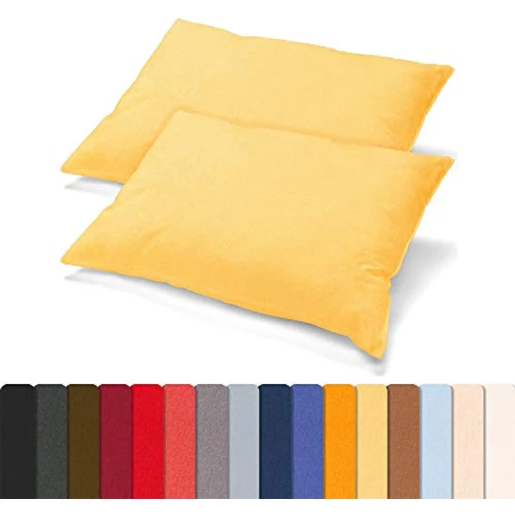 aqua-textil Classic Line Baumwoll Kissenbezug 2er-Set 40x70 cremegelb Kissen Bezug Reißverschluss Jersey Kissenhülle – Bild 3