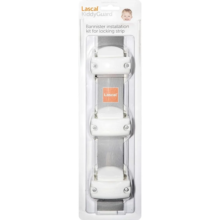 Lascal KiddyGuard Avant/Accent/Assure Rohrhalterung für Verschlussleiste, Stangenhalterung für runde oder eckige Geländer bis 50 mm Durchmesser, 3er-Set Rohrschellen, weiß