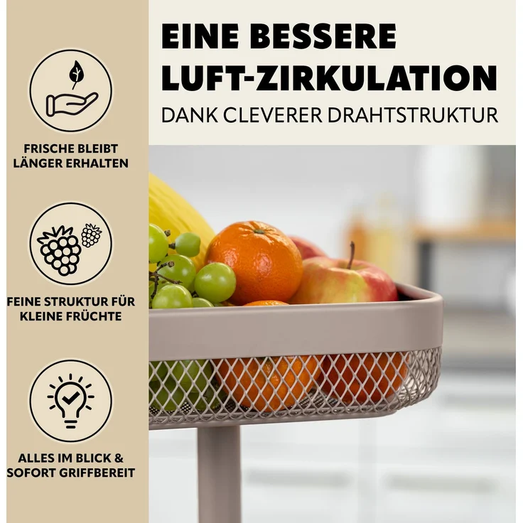 eluno 2-stöckige eckige Obstetagere / Brotkorb, Metall, taupe, 20 x 20 cm und 25 x 25 cm – Bild 6