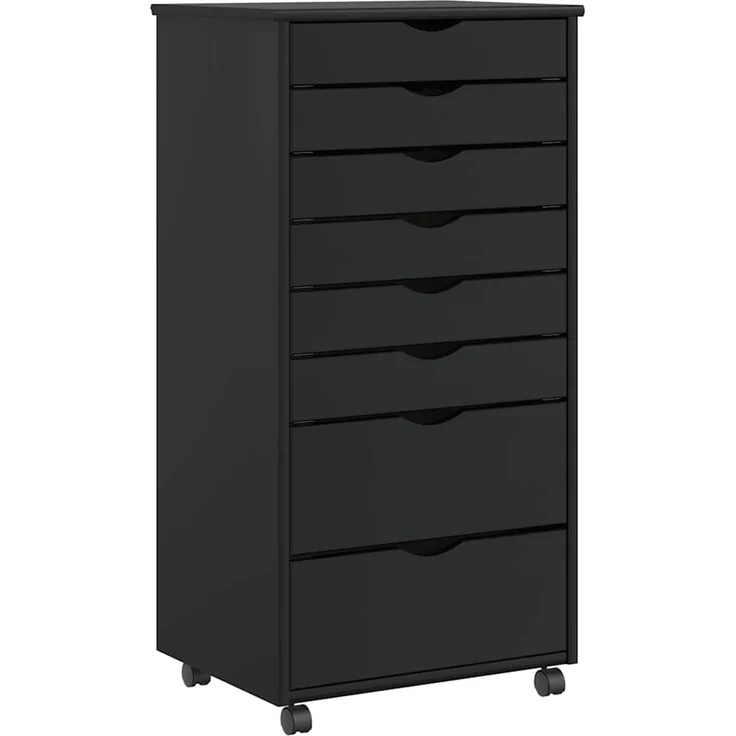 vidaXL Rollschrank mit Schubladen MOSS Schwarz Massivholz Kiefer 4015788 – Bild 1
