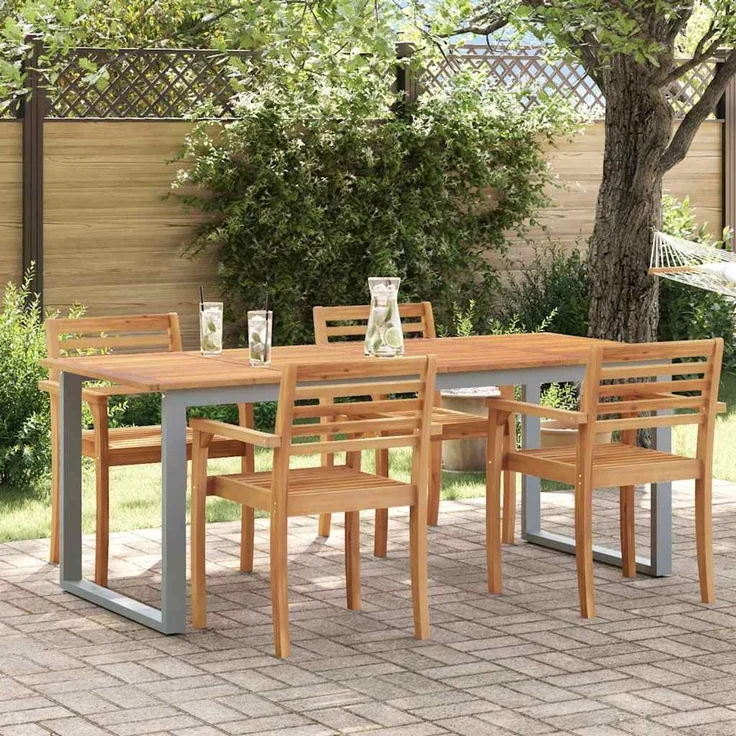 vidaXL Gartentisch Grau 200 x 90 x 75 cm Massivholz Akazie 4010597 – Bild 1