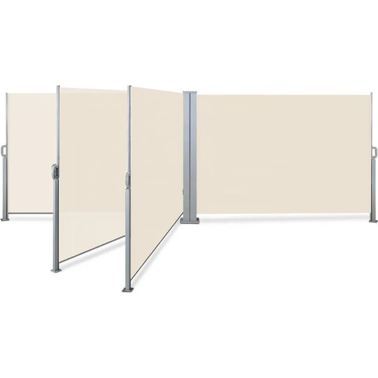 SVITA Doppelseitenmarkise ausziehbar freistehend Sichtschutz 600x160 cm Beige – Bild 6