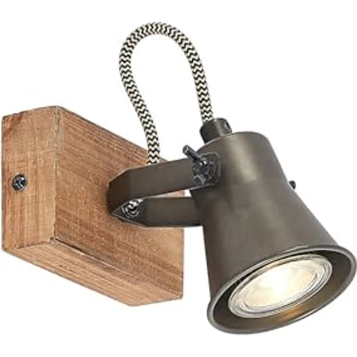 Lindby Strahler Grandesa, Deckenleuchte im Retro Vintage Antik Design aus Holz, 1-flammig GU10, ideal für Wohnzimmer und Esszimmer