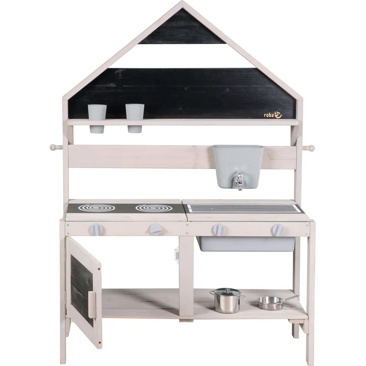 roba Spiel-und Matschküche Outdoor in Hausoptik - inkl. Küchenzubehör - Grau – Bild 6