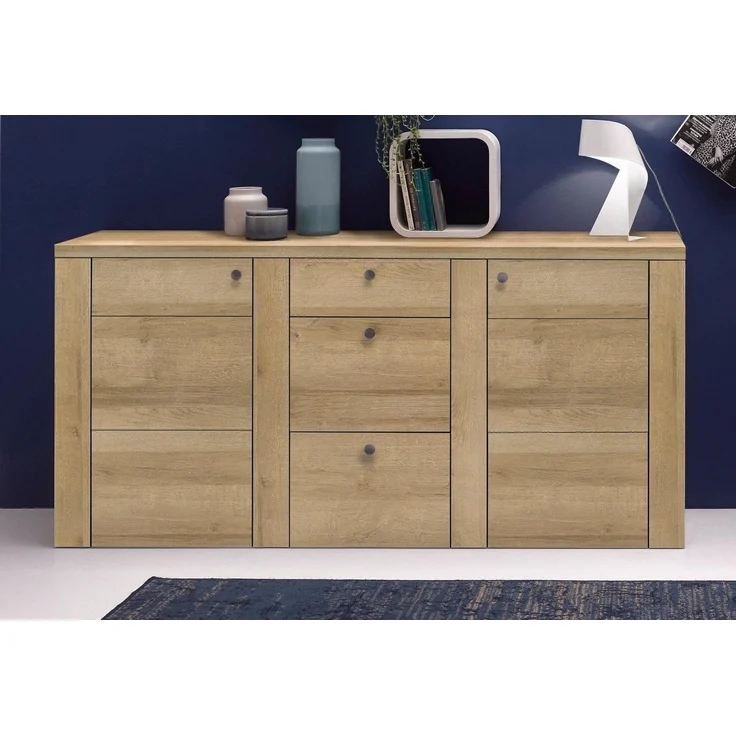 Home affaire Sideboard Larona, zeitlose Kommode mit 2 Türen, 3 Schubkästen, Türkommode, Höhe 84 cm, viel Stauraum, Anrichte mit dekorativer Rahmenoptik – Bild 2