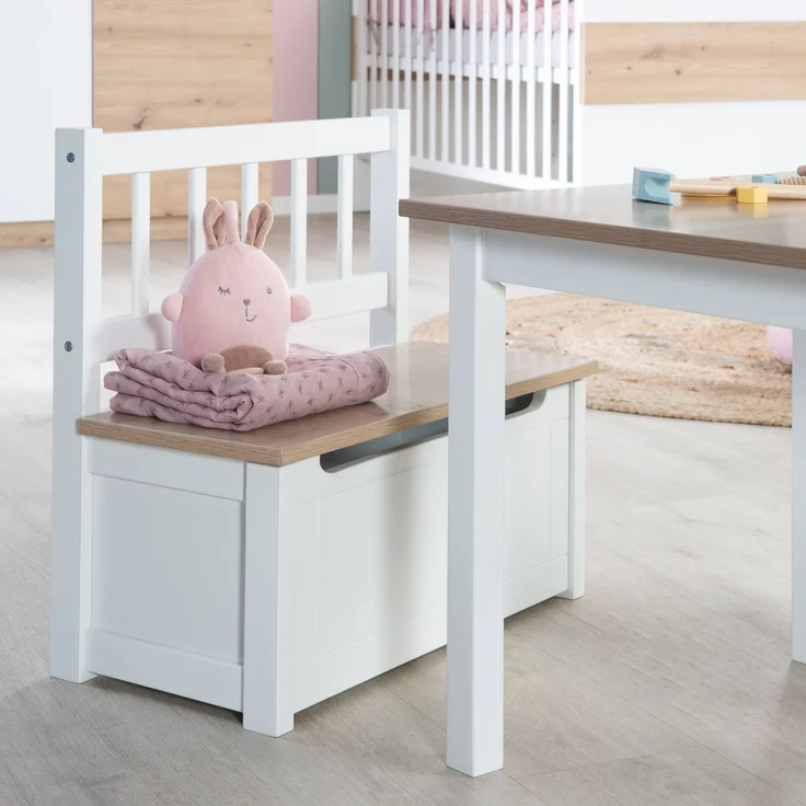 roba Kindertruhenbank 'Woody' - mit Deckelbremse & beschichteter Oberfläche - Holz natur / Weiß – Bild 2