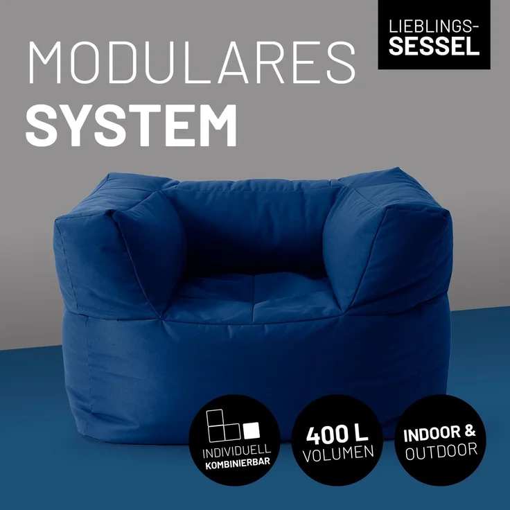 Lumaland Sitzsack-Sofa, Polyester, Sessel, Dunkelblau, 70 x 72 x 96 cm – Bild 2
