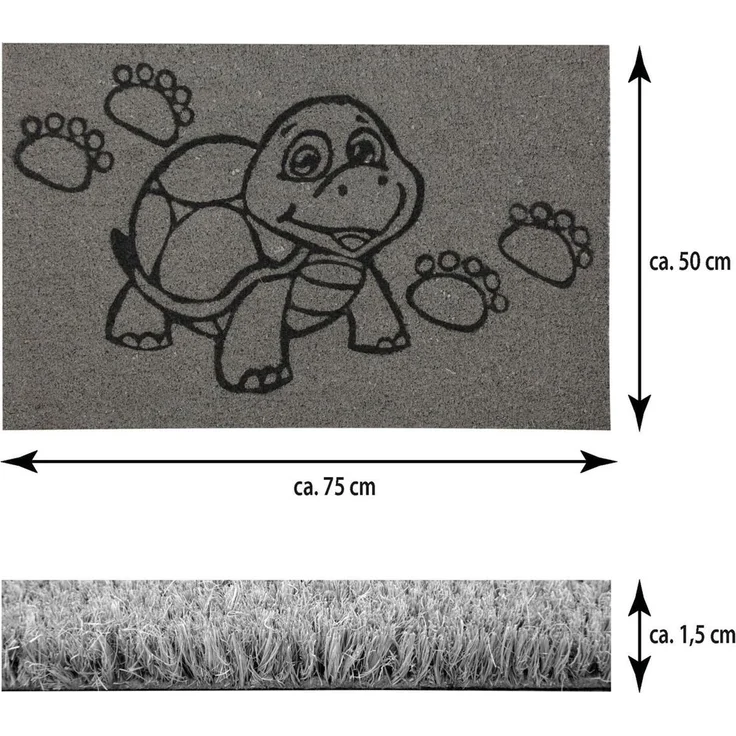 Bestlivings Fußmatte Kokos Schuhabtreter 50x75 cm in grau ( Schildkröte ), weitere Motive erhältlich – Bild 2