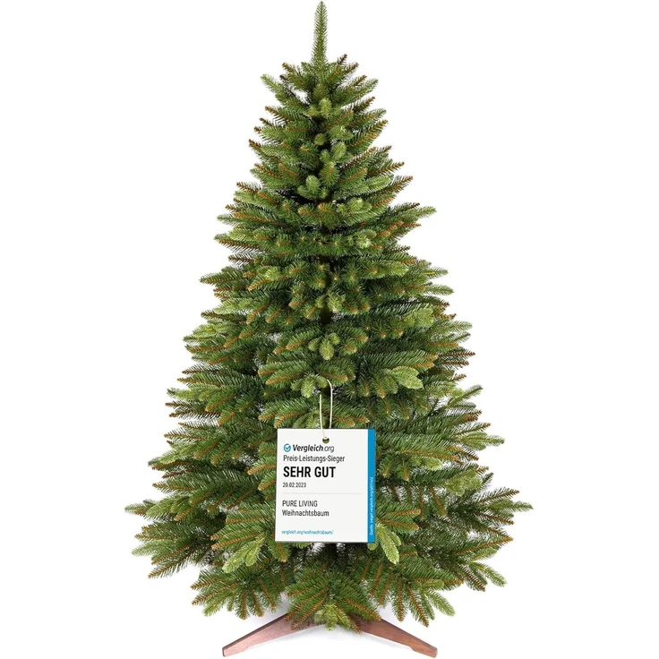 Premium Weihnachtsbaum künstlich 250cm -TESTSIEGER - Naturgetreu, dichte Zweige, Künstlicher Weihnachtsbaum mit Holzständer und Aufbewahrungstasche – Tannenbaum künstlich von Pure Living
