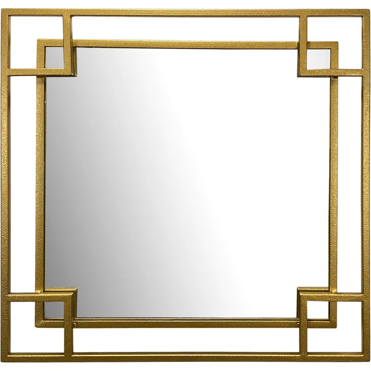 MID.YOU Wandspiegel Gold, quadratisch, Glas, 60x60x3 cm, dekorativer Wandspiegel