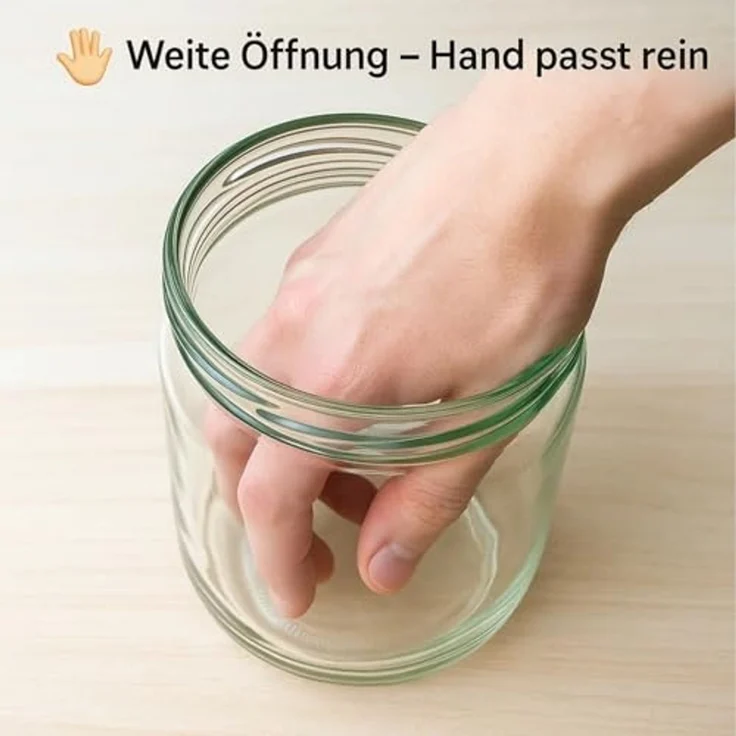 BigDean Müslibox 6 Stück Overnight Oats Gläser Extra große Öffnung, Glas, (Set, 12-tlg, Glas + Deckel), Auslaufsicher, Spülmaschinenfest (Glas), Extra weite öffnung. – Bild 4