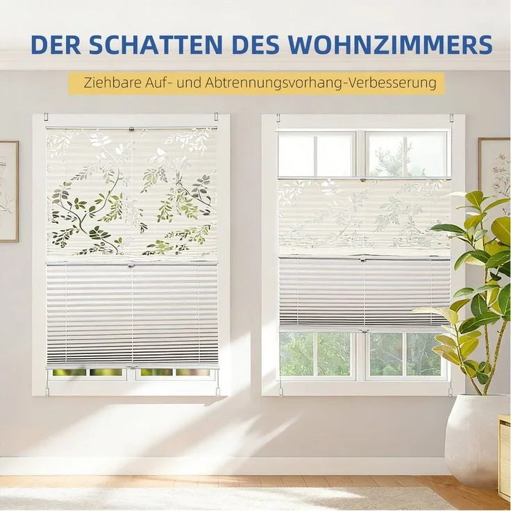 Sekey Doppelplissee Day+Night Verdunkelung ohne Bohren verspannt Lichtschutz Beige
