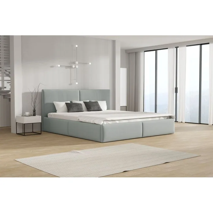 Polsterbett Doppelbett BERGEN 120x200cm Stoff Magic Velvet Hellgrau