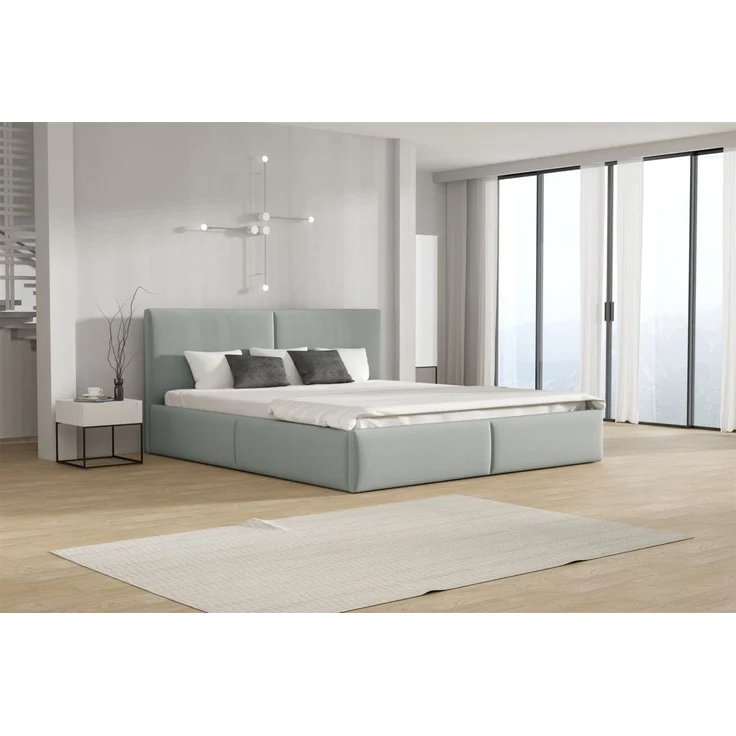 Polsterbett Doppelbett BERGEN 120x200cm Stoff Magic Velvet Hellgrau – Bild 1