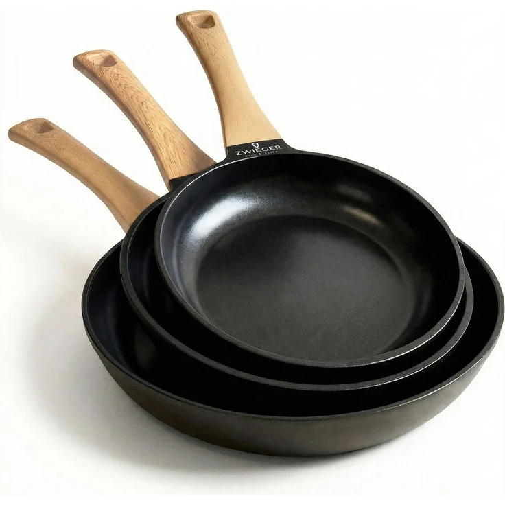ZWIEGER Keramik Pfannenset ohne PTFE und PFOA – Pfannen PFAS frei, Aluguss, für alle Herdarten (inklusive Induktion) geeignet - Keramikbeschichtung, 28 cm, 24 cm und 20 cm – Bild 1