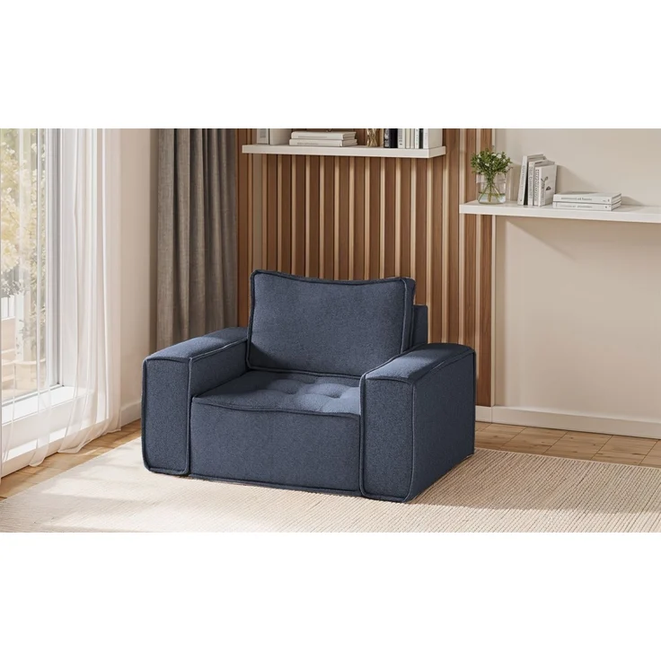 Sessel Designersessel SANDE Stoff Raven Blau – Bild 1