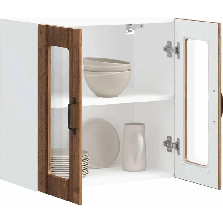 vidaXL Küchen-Hängeschrank mit Glastür Lucca Altholz-Optik Holzwerkstoff 853915 – Bild 4