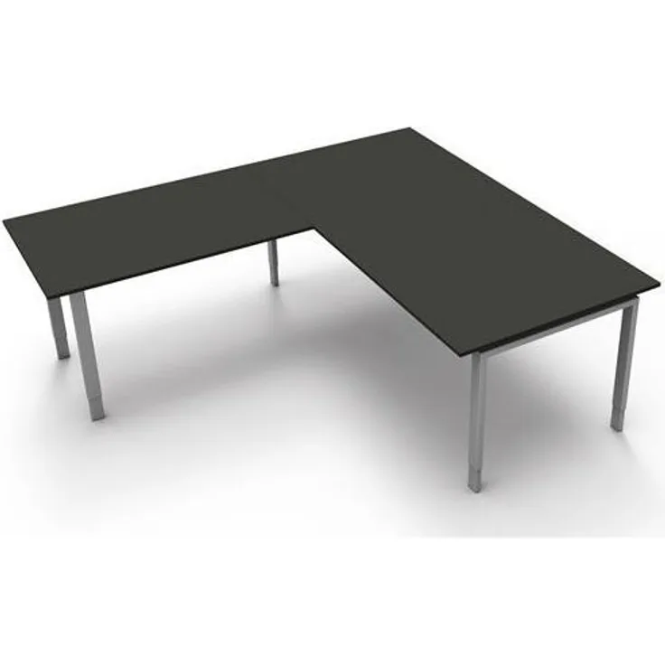 Kerkmann Schreibtisch Besprechungstisch 4170 Form 5 200x100x68-82 cm Vierfuß-Gestell höhenverstellbar mit Anbautisch Anthrazit