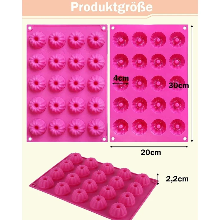 Silikon Gugelhupfformen 20er Traditioneller Stil Backform Antihaft Rosa – Bild 7