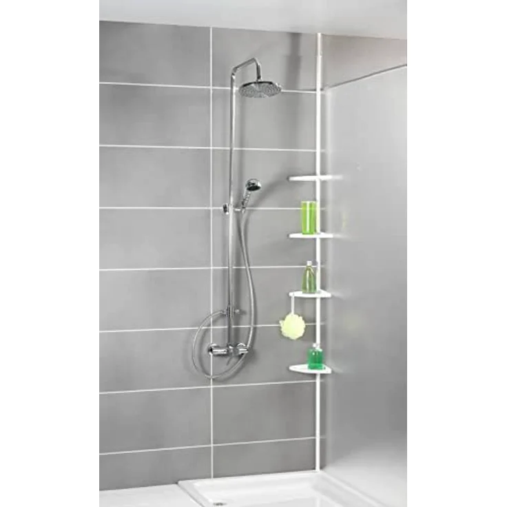 Wenko Teleskop-Duschecke Easy Aluminium, weiß, 4 Ablagen – Bild 3
