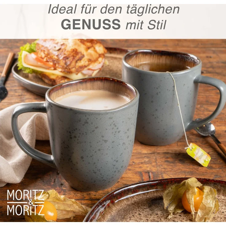 Moritz & Moritz ORGANIC 6tlg. reaktiv amber Tassen Set – Bild 5