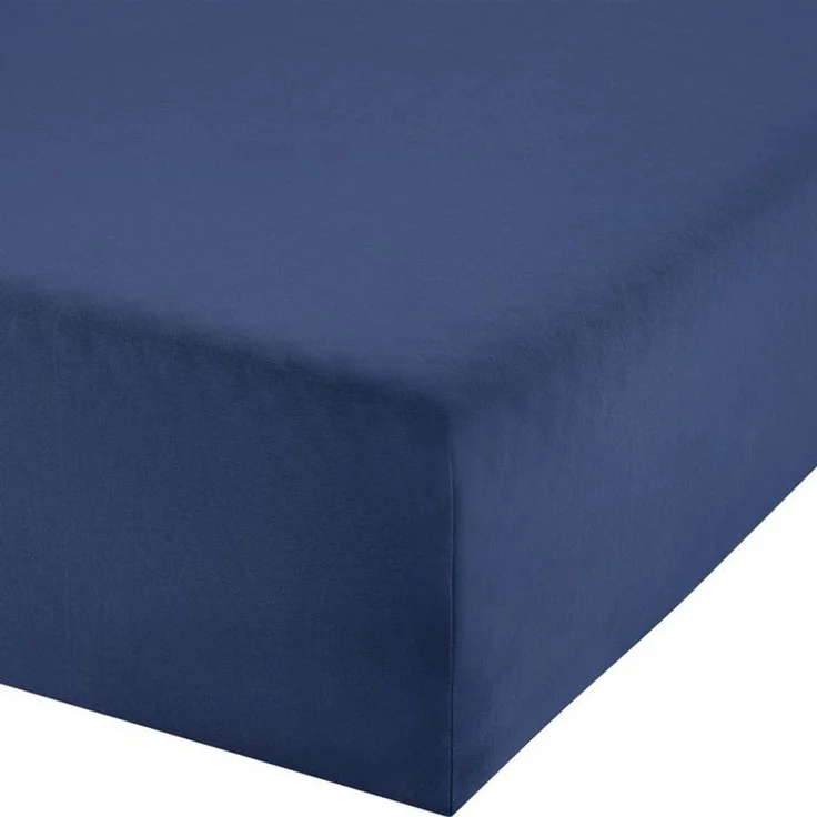 Erwin Müller 'Freising' Spannbettlaken, Gummizug: Rundumgummi, 1 Stück, Elasthan-Jersey-Stretch Uni, Dunkelblau, Boxspringbett | 90x190 - 100x220 cm – Bild 4