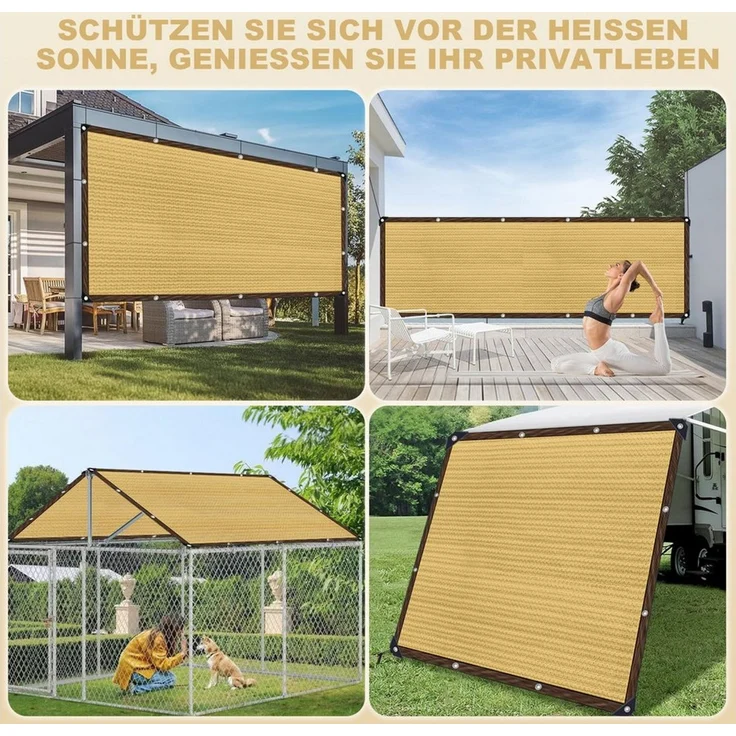 LMaxhome Sonnensegel Sichtschutz Balkon Windschutz mit Ösen UV-Schutz HDPE wetterfest – Bild 4