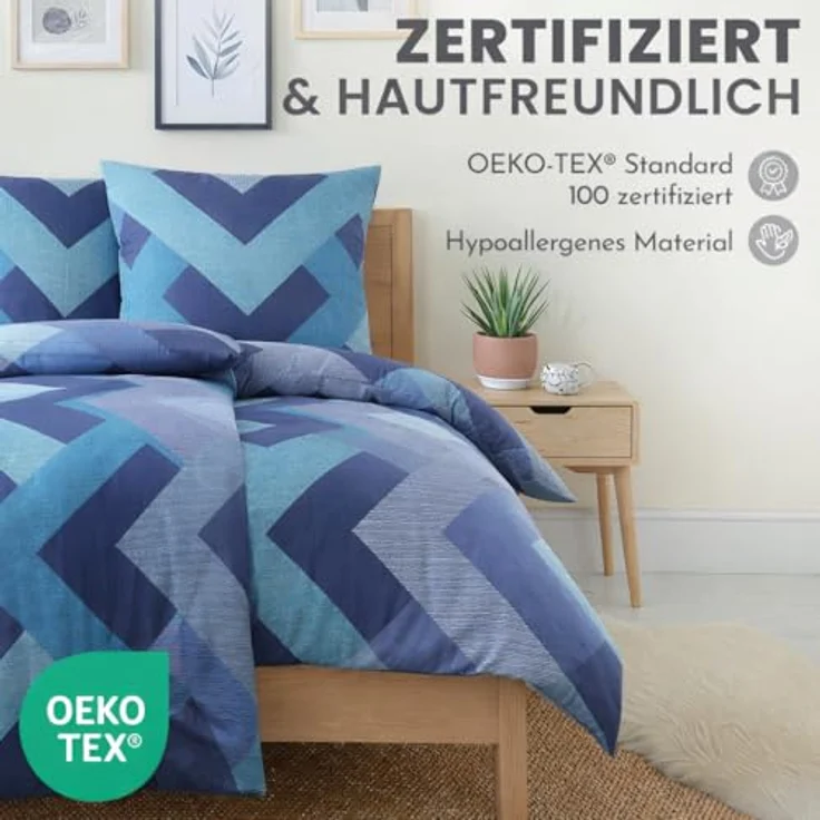 Malika Bettwäsche 2x 135x200 + 2x 80x80 cm atmungsaktiver Bettbezug, moderne Designs, Mikrofaser, 4 teilig, Für Allergiker geeignet, pflegeleicht, angenehm weicher Stoff – Bild 5