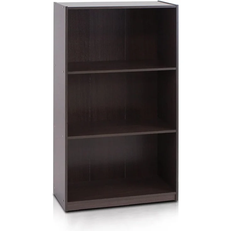 Furinno Basic Bücherregal mit 3 Fächern, Aufbewahrungsregal, holz, Dunkelbraun, 23. 49x23. 49x100. 33 cm – Bild 1