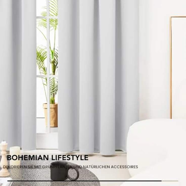 Deconovo Vorhang Blickdicht mit Kräuselband Hitzeschutz Gardine Silber Grau | 2er Set, H 290 x B 140 cm, Schlafzimmer Gardinen, für Schlafzimmer, Thermal Curtains, Sichtschutz, UV-schutz, Übergardinen – Bild 8