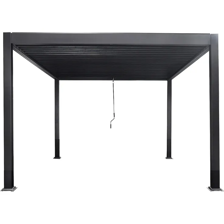 Vente-unique - AMALFI Terrassenüberdachung Metall Grau - B 300 cm x H 220 cm x L 300 cm – Bild 5