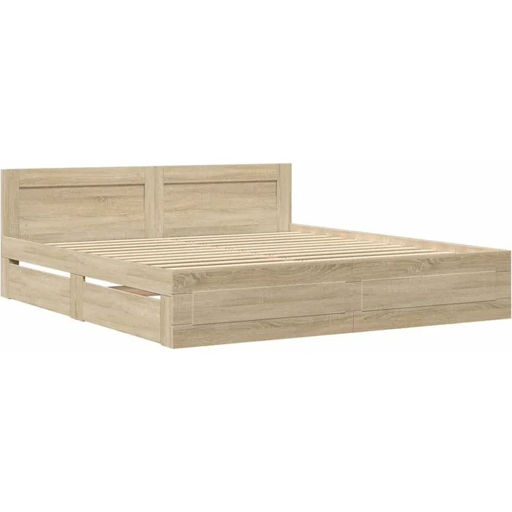 vidaXL Bettrahmen mit Kopfteil 2 pcs Sonoma 193 x 203 cm Holzwerkstoff 3402856 – Bild 2