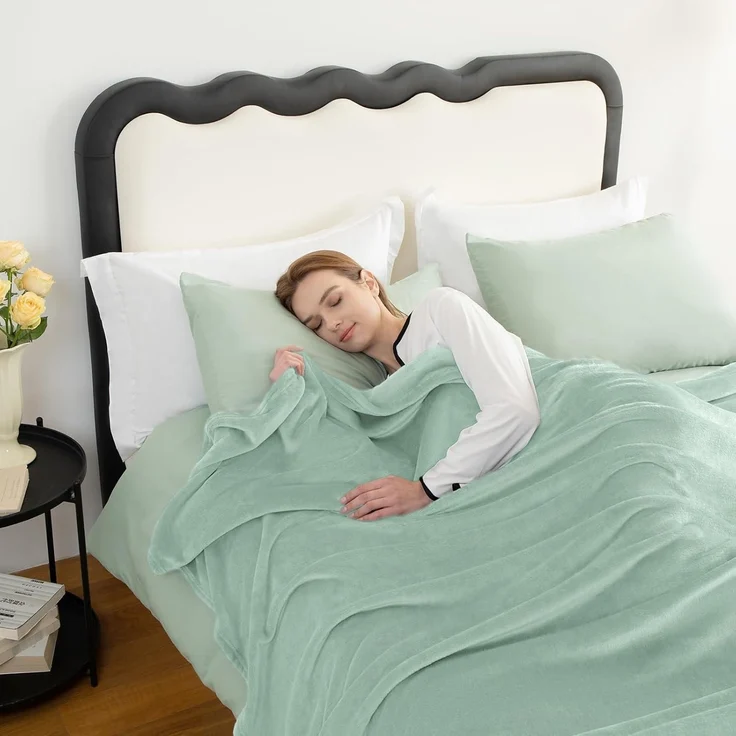 Kuscheldecke Fleecedecke Flanell XXL 230x270 270 x 230 cm Salbeigrün – Bild 2