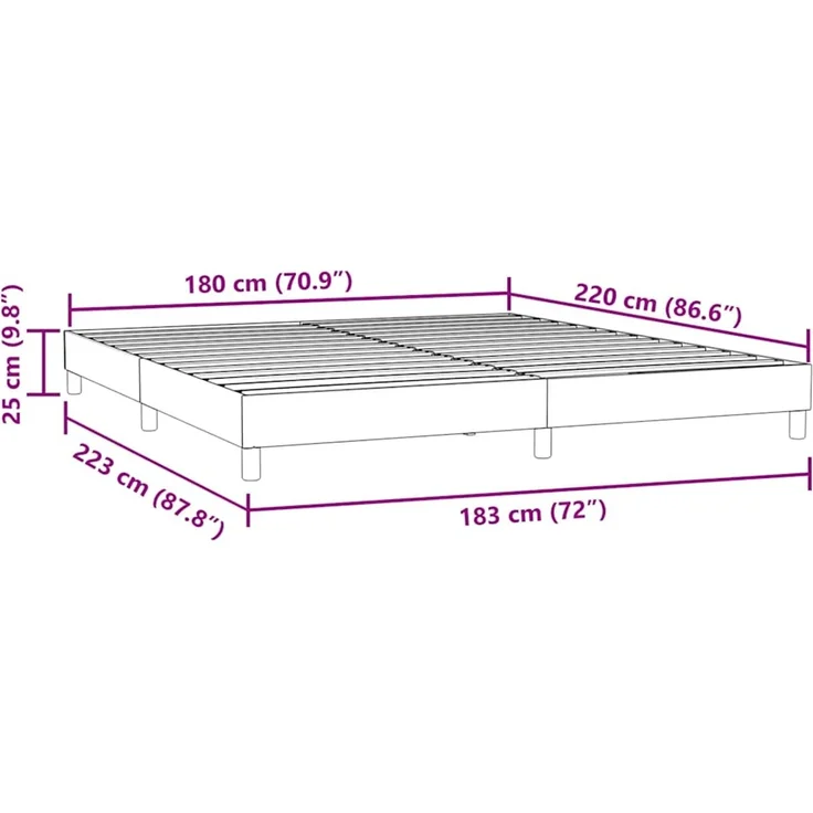 vidaXL Boxspringbett ohne Matratze Dunkelgrau 180x220 cm Samt 3315886 – Bild 10