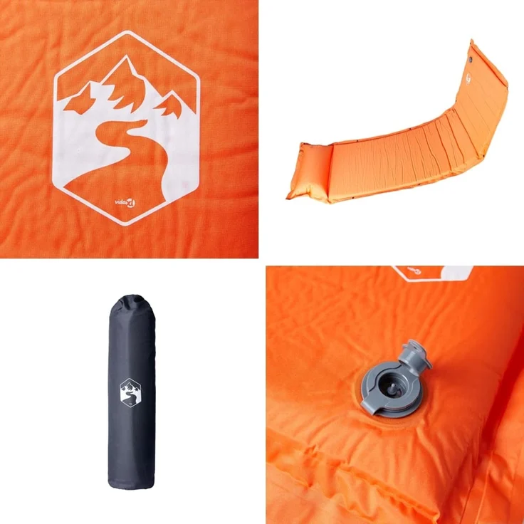 vidaXL Selbstaufblasende Isomatte mit Kissen Orange 4007134 – Bild 5