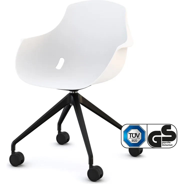 ASSMANN Schalenstuhl Consento Triest mit Rollen Schwarz 63x56x83cm Kunststoff