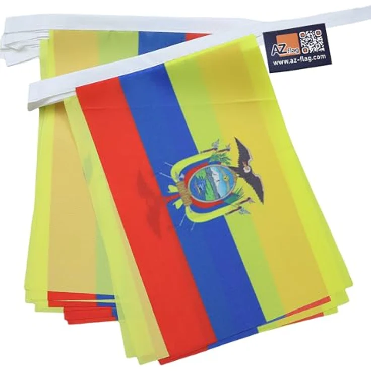 AZ FLAG - Fahnenkette Ecuador 6 Meter Mit 20 Flaggen - 21x14 cm - Ekuadorianische Girlande Flaggenkette 14 x 21 cm – Bild 7