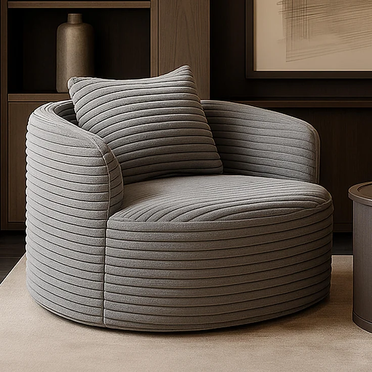 Sessel HWC-P18, Loungesessel Relaxsessel Polstersessel Cocktailsessel, Stoff/Textil Cord (370g/m²) ~ hellgrau – Bild 1