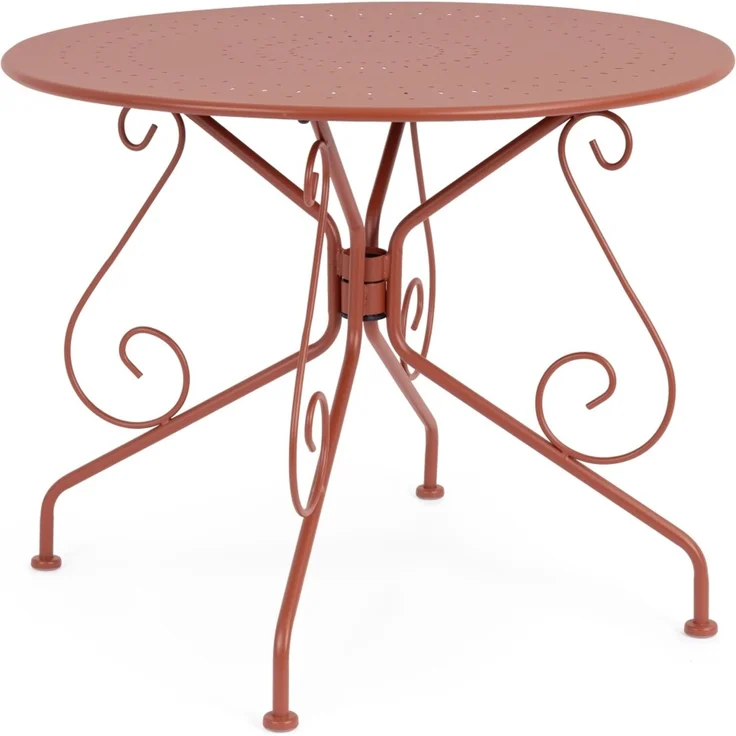 Feeling4Home Gartentisch Enneti, Metall, klassisch rund, pulverbeschichtet, rot, Ø 90 cm – Bild 1
